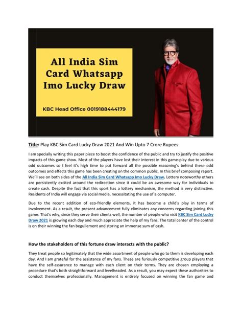 Play KBC Sim Card Lucky Draw 2021 And Win Upto 7 Crore .